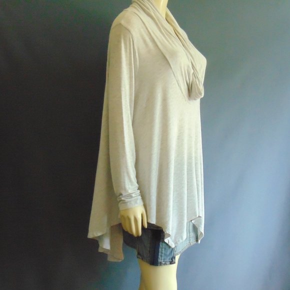 Neiman Marcus Light Gray Heather Rayon Spandex Asymmetrical Tunic Top Sm - Picture 1 of 8
